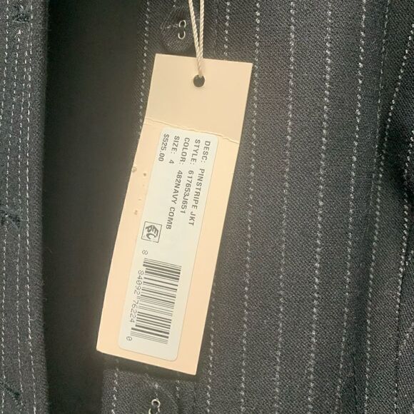 Rebecca Taylor pinstripe navy blue jacket blazer, New with tags, Sz 4 - Picture 5 of 7